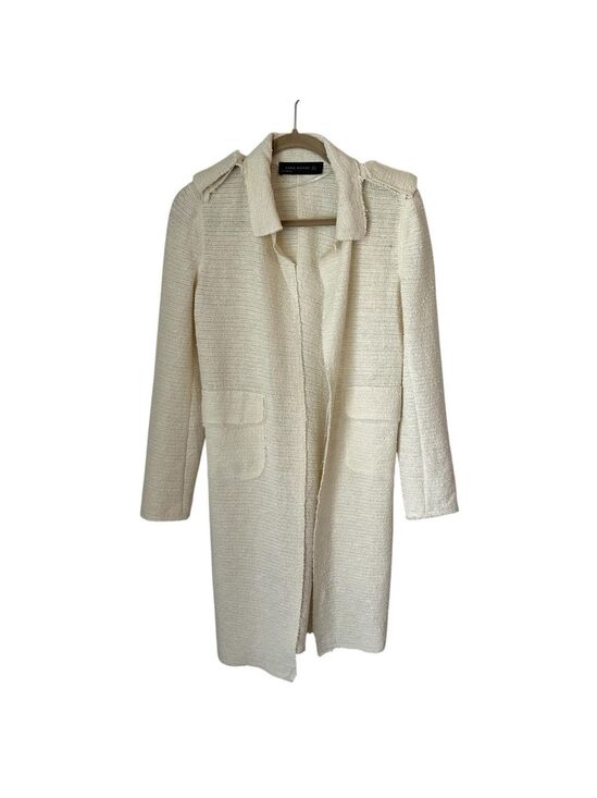 Zara Jackets & Blazers - Zara Woman S Small Cotton Duster, Creamy White, Epaulettes, Unfinished Edging